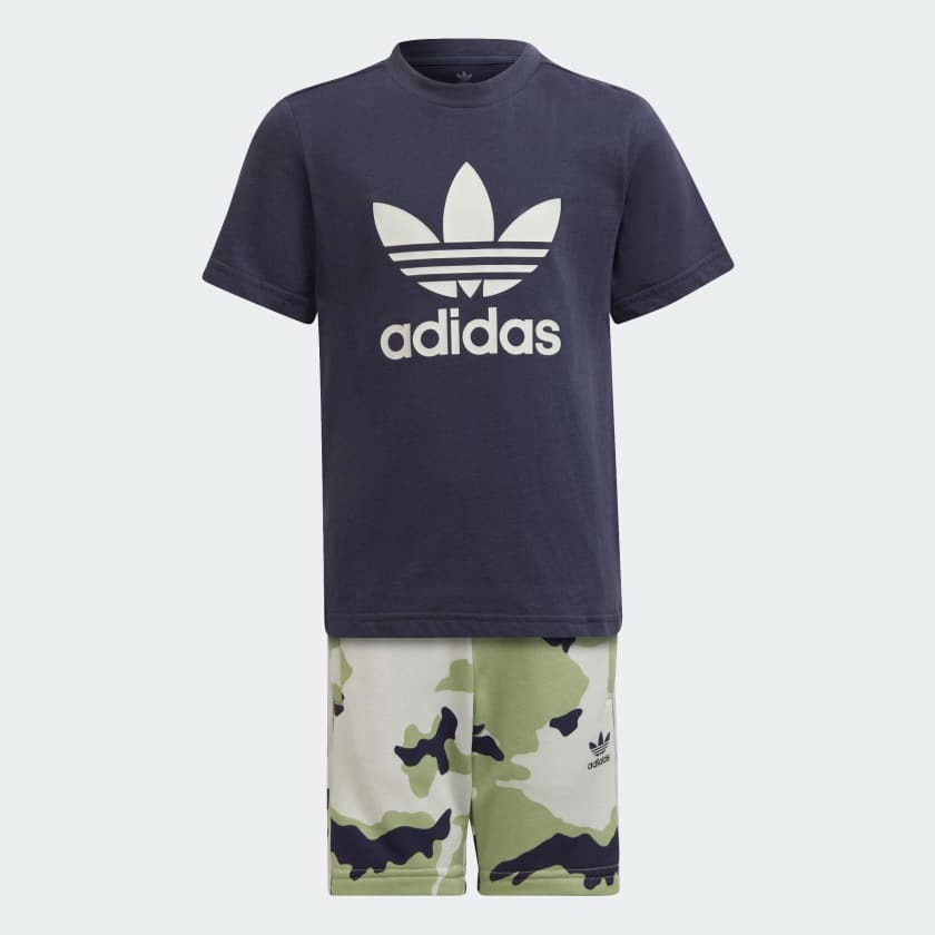 

Детский комплект Adidas Originals Camo Shorts And Tee, 2 предмета, синий/мультиколор