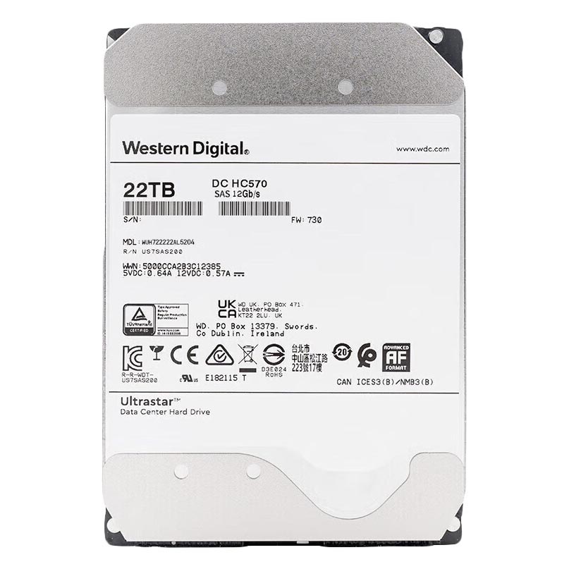 Внутренний жесткий диск Western Digital Ultrastar DC HC570, WUH722222AL5204, 22Тб внутренний жесткий диск western digital ultrastar dc ha210 hus722t2tala604 2тб