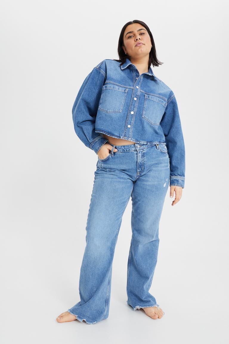 

Расклешенные низкие джинсы H&M+ 90-х, синий деним