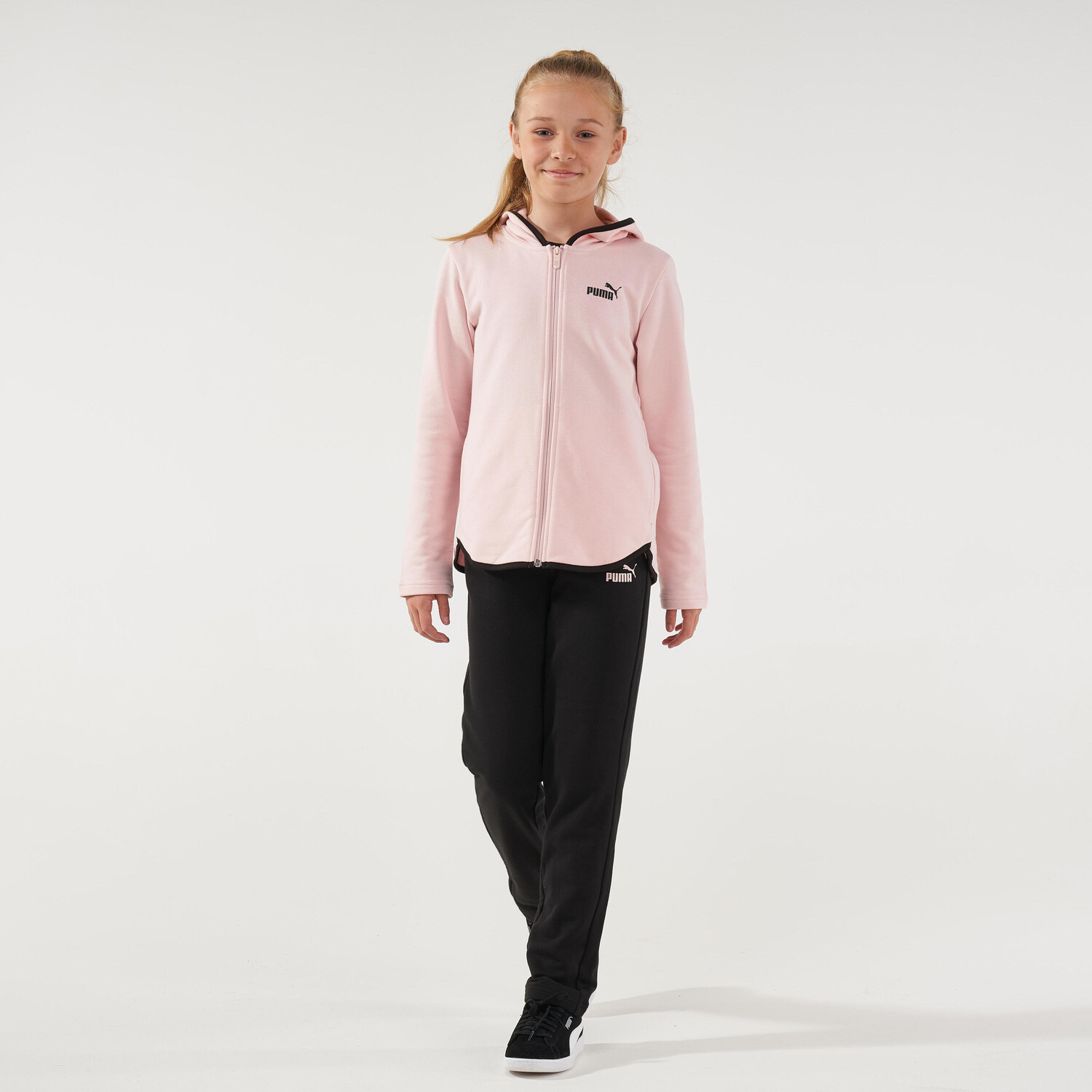 

Толстовка с капюшоном Puma kids розовая с принтом