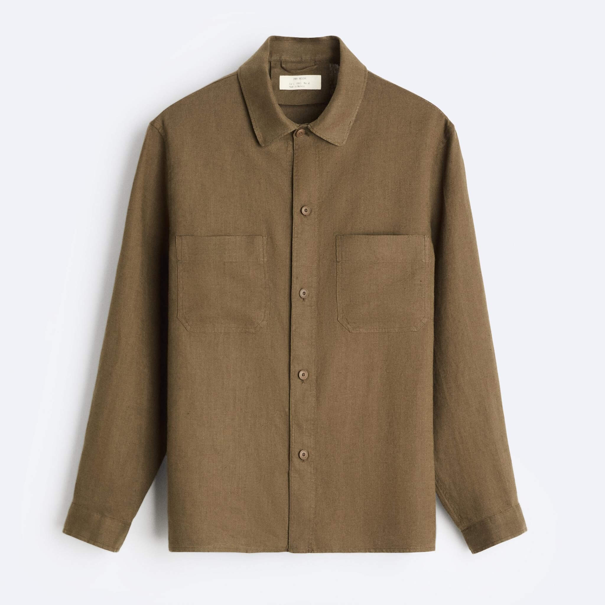 Рубашка верхняя Zara 100% Linen, светло-коричневый шорты zara 100% linen bermuda светло коричневый