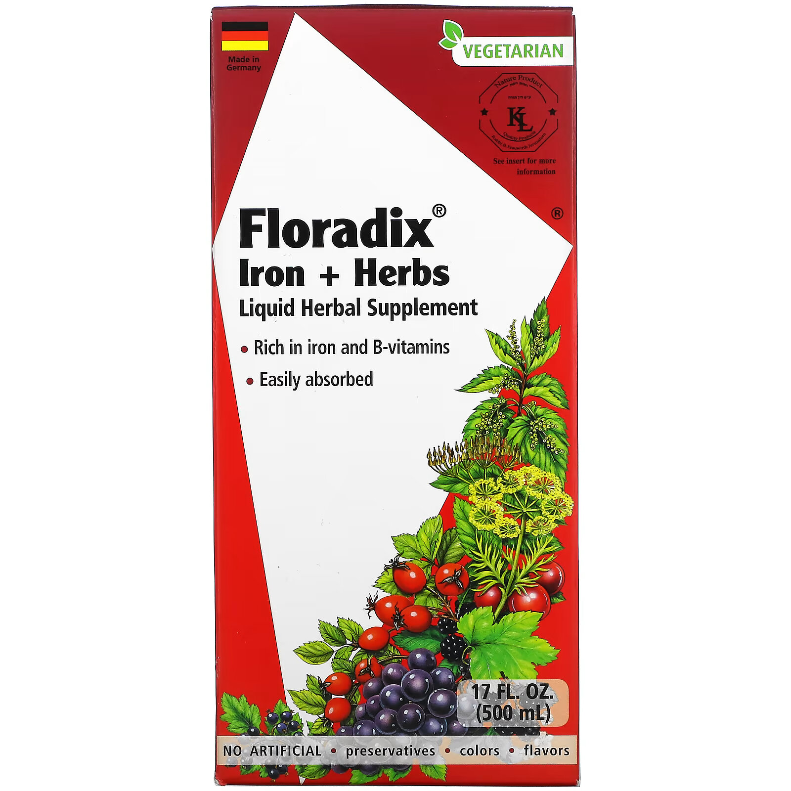Gaia Herbs, Floradix, железо и травы, 500 мл (17 жидк. Унций) gaia herbs floradix железо и травы 500 мл 17 жидк унций