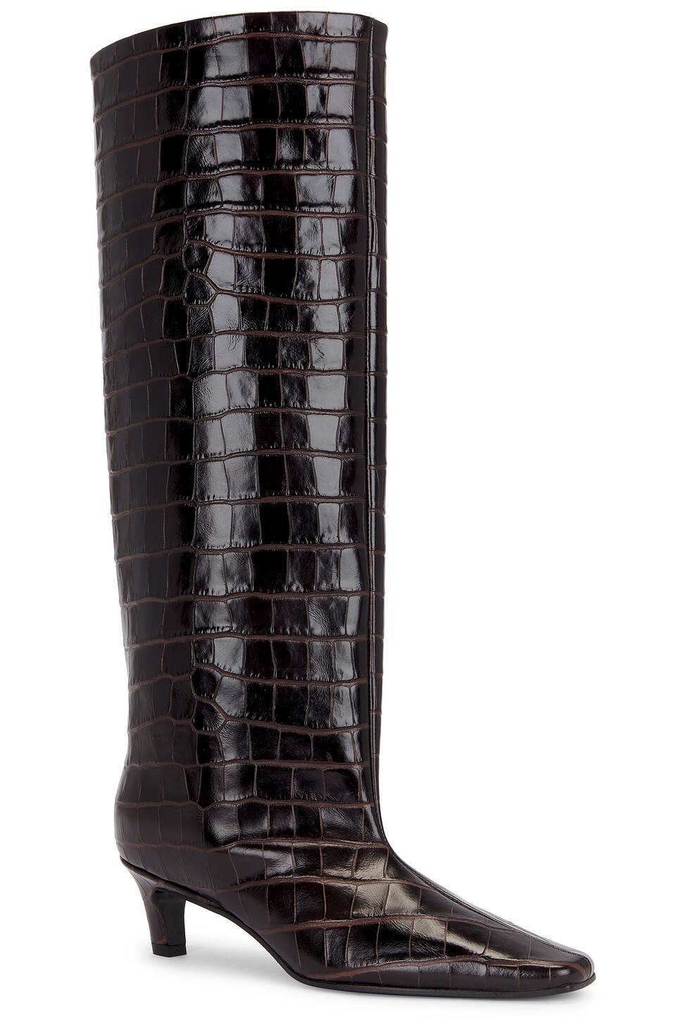 

Туфли женские Wide Shaft Boot Toteme, цвет Dark Brown Croco