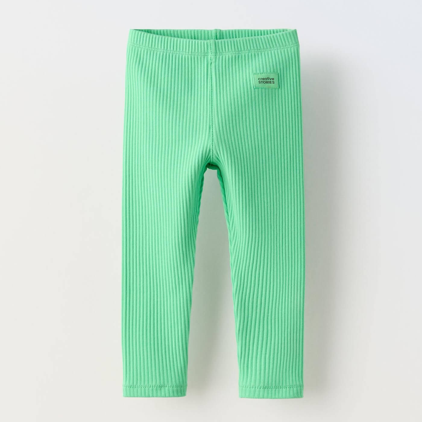 Леггинсы Zara Ribbed With Label, светло-зеленый штаны zara kids label and seam details светло зелёный