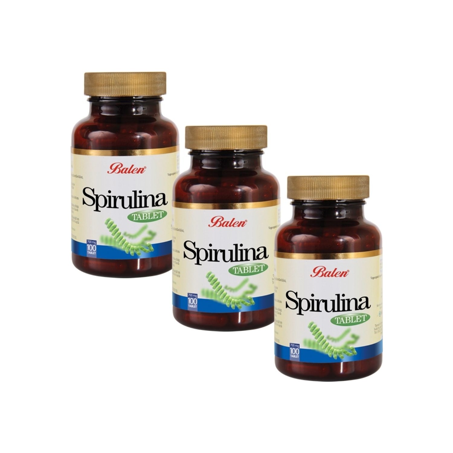 цена Пищевая добавка Balen Spirulina 740 мг, 3 упаковки по 100 таблеток