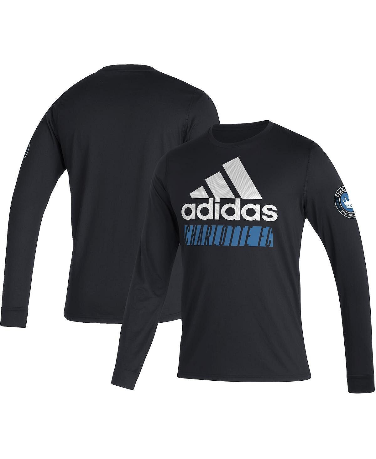 

Мужская черная футболка с длинным рукавом charlotte fc в винтажном стиле adidas, черный