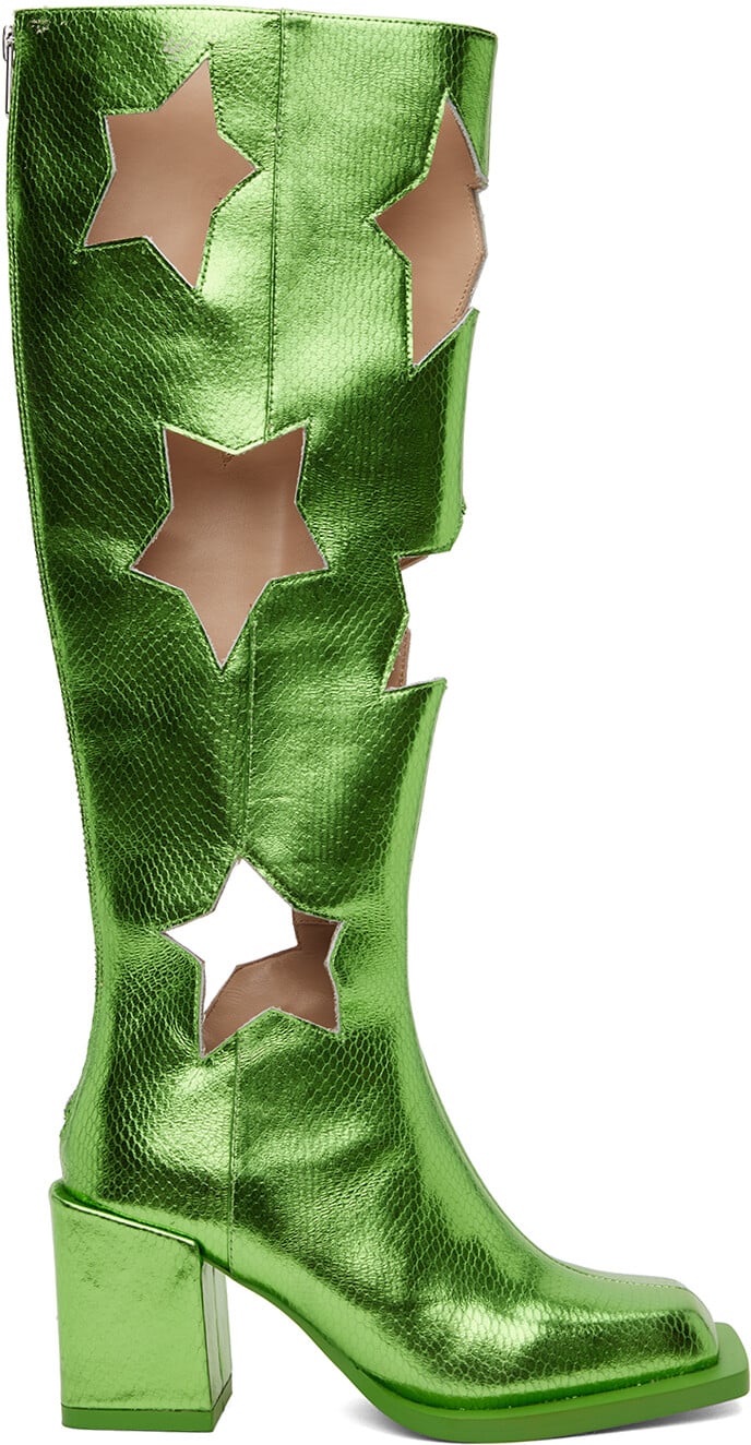 

Ботинки SSENSE Exclusive Green Snake Star Cut ANDREJ GRONAU