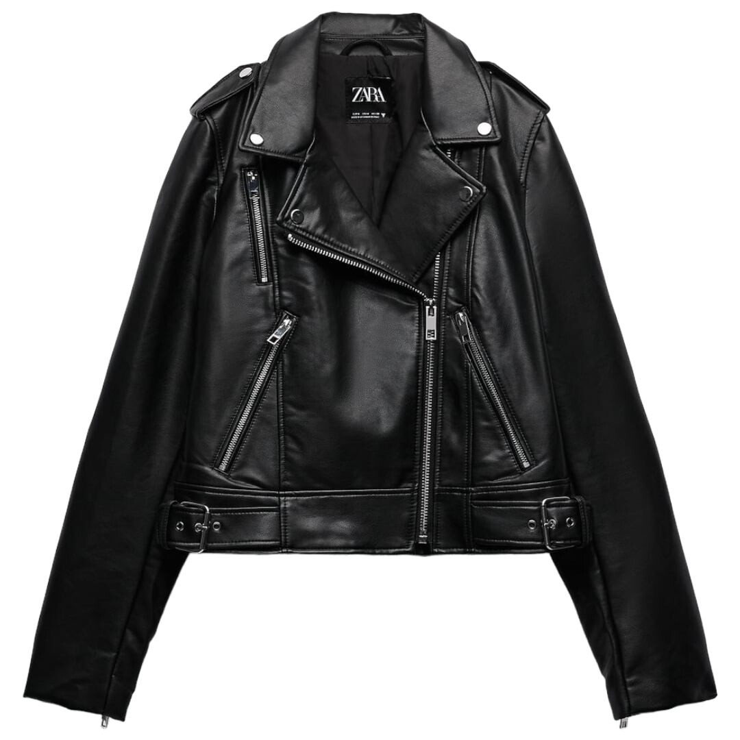 

Куртка Zara Faux Leather, черный