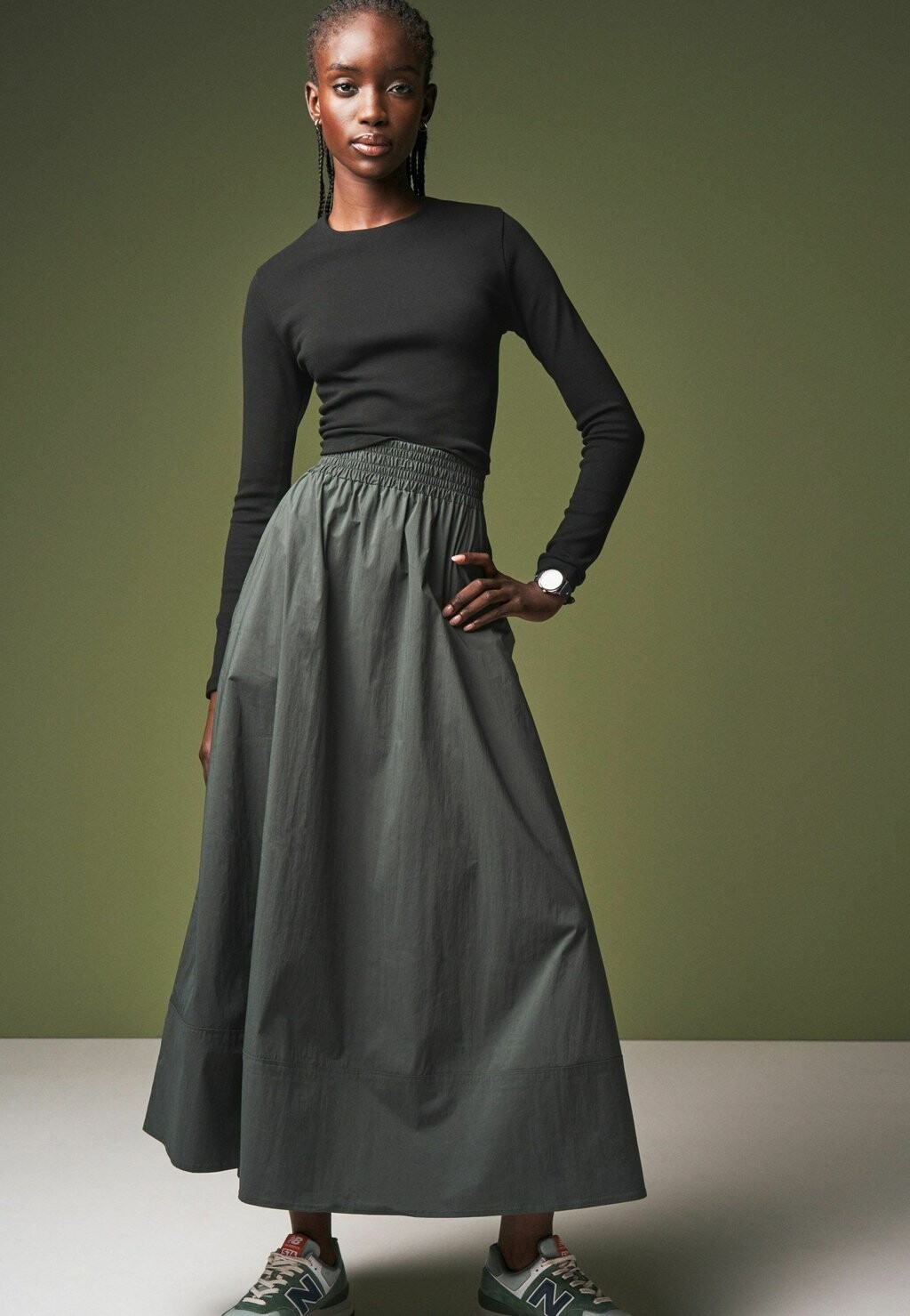 

Юбка макси SHIRRED WAIST REGULAR FIT Next, цвет khaki green