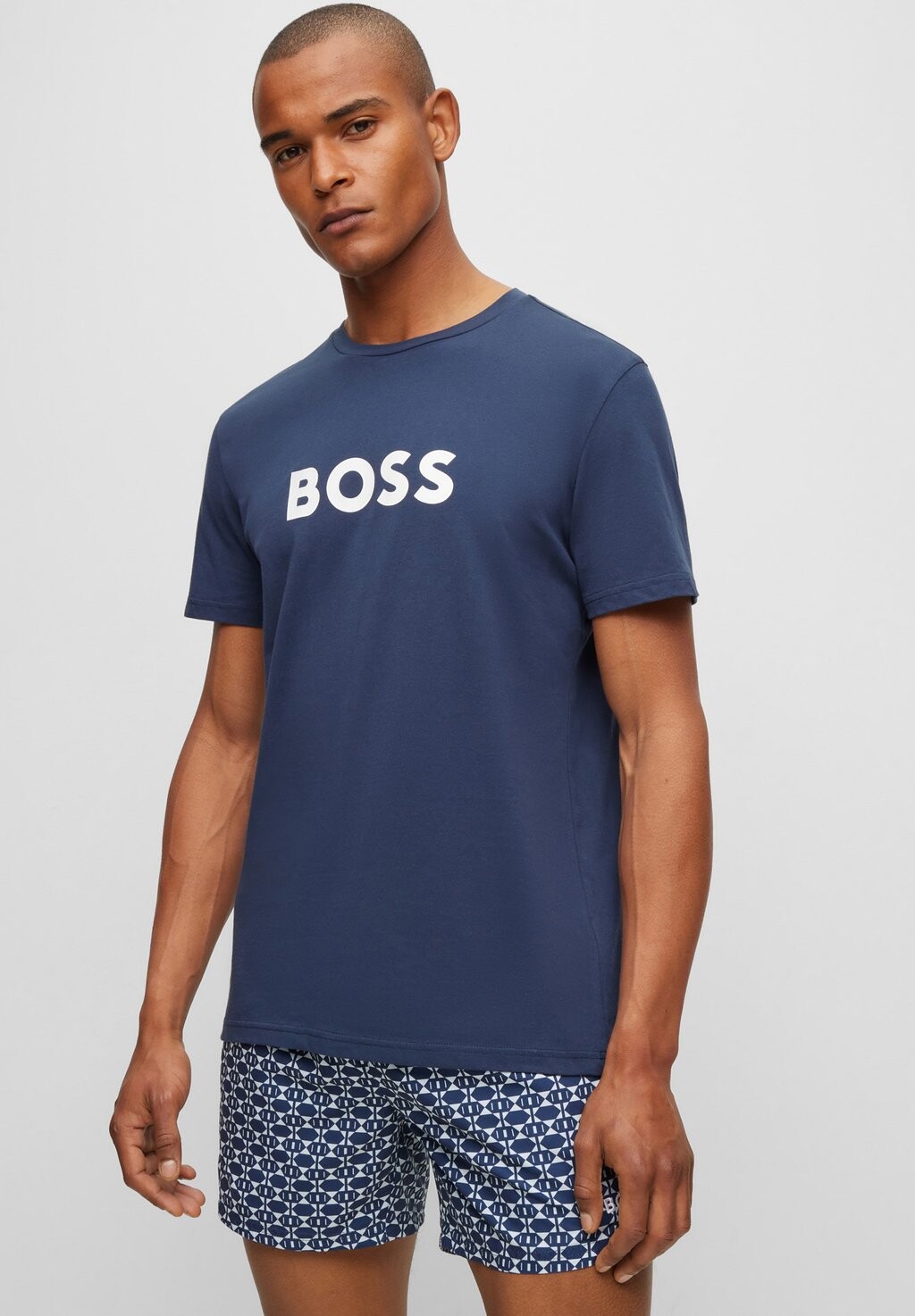 

Футболка с принтом BOSS, темно-синий