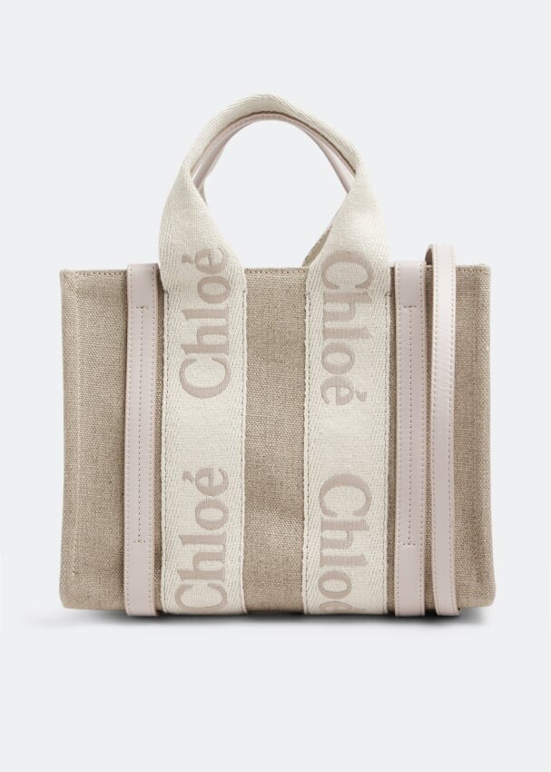 

Сумка-тоут CHLOÉ Woody small tote bag, бежевый