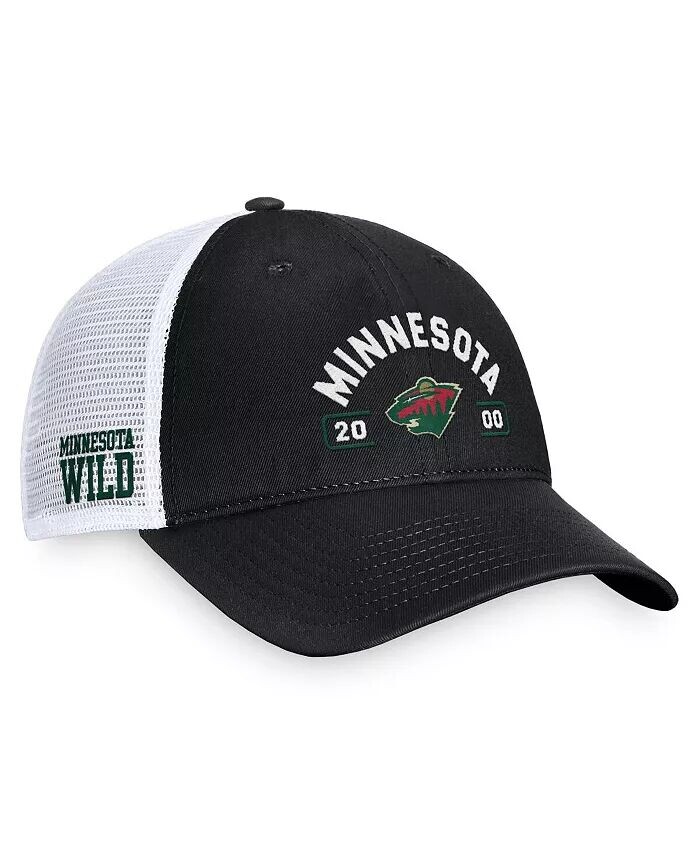 

Мужская регулируемая кепка черно-белая Minnesota Wild Free Kick Trucker Fanatics, черный
