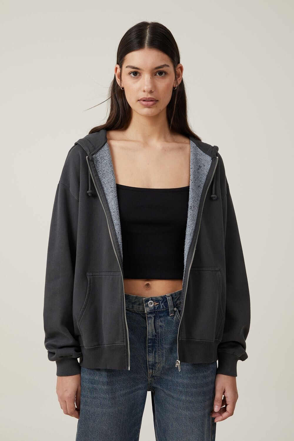 

Классическая стираная толстовка на молнии Cotton On