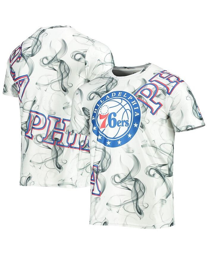 

Мужская бело-черная асимметричная футболка Philadelphia 76Ers Bold Smoke FISLL, белый