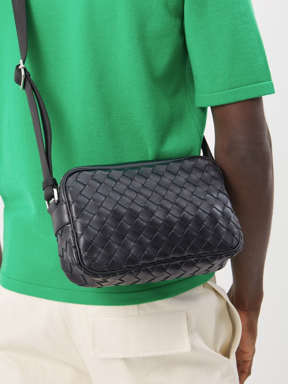 

Сумка через плечо из кожи intrecciato Bottega Veneta, черный