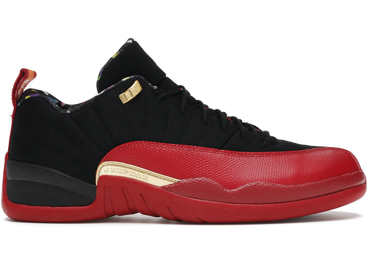 

Кроссовки Nike Air Jordan 12 Low SE Super Bowl LV, черный / золотистый металлик / красный