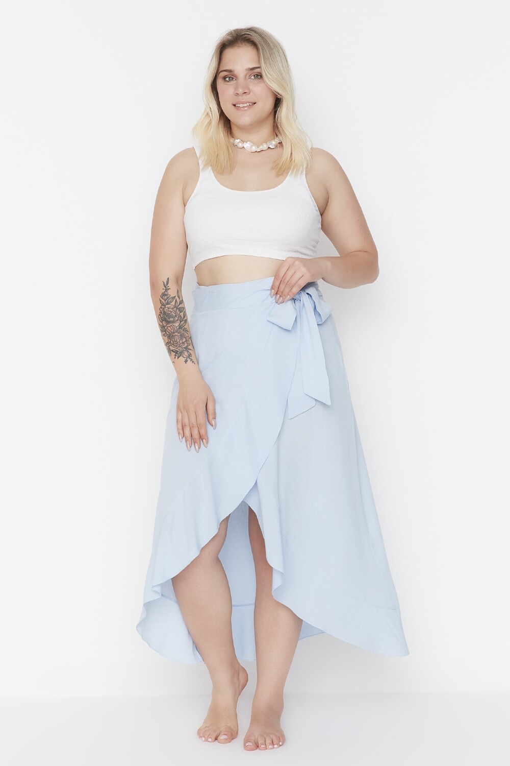 

Синяя тканая юбка с воланом Trendyol, синий