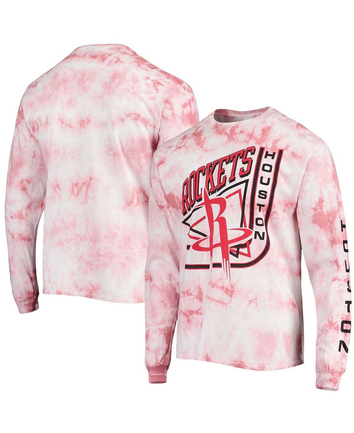 

Мужская красная футболка с длинным рукавом houston rockets throwback tie-dye Junk Food, красный
