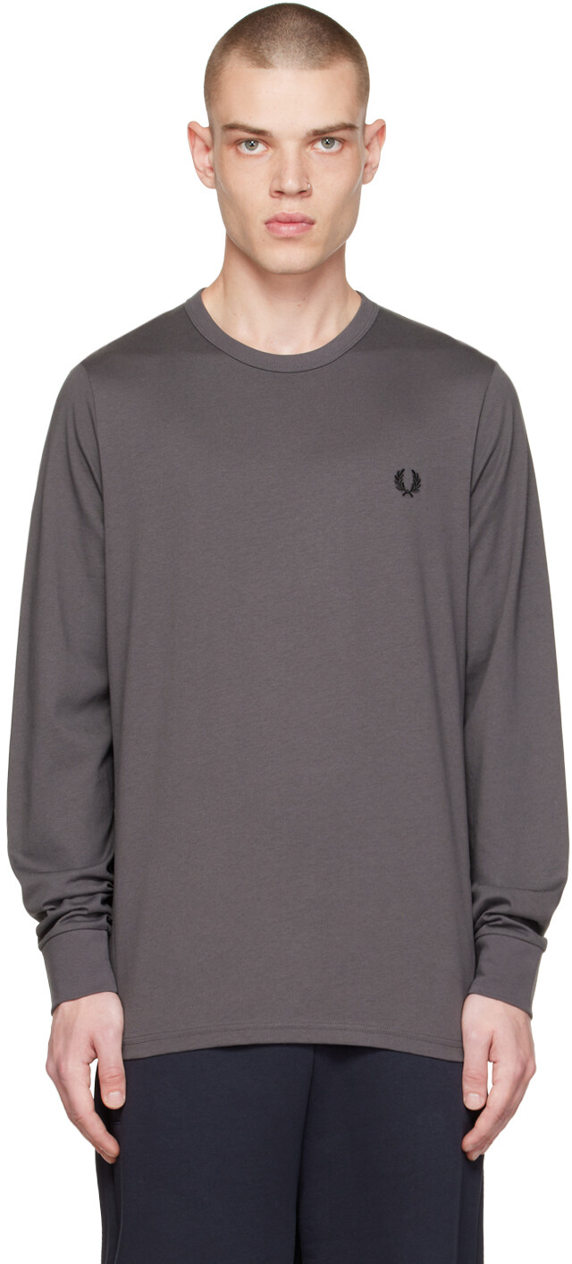 

Серая футболка с длинным рукавом с лавровым венком Fred Perry