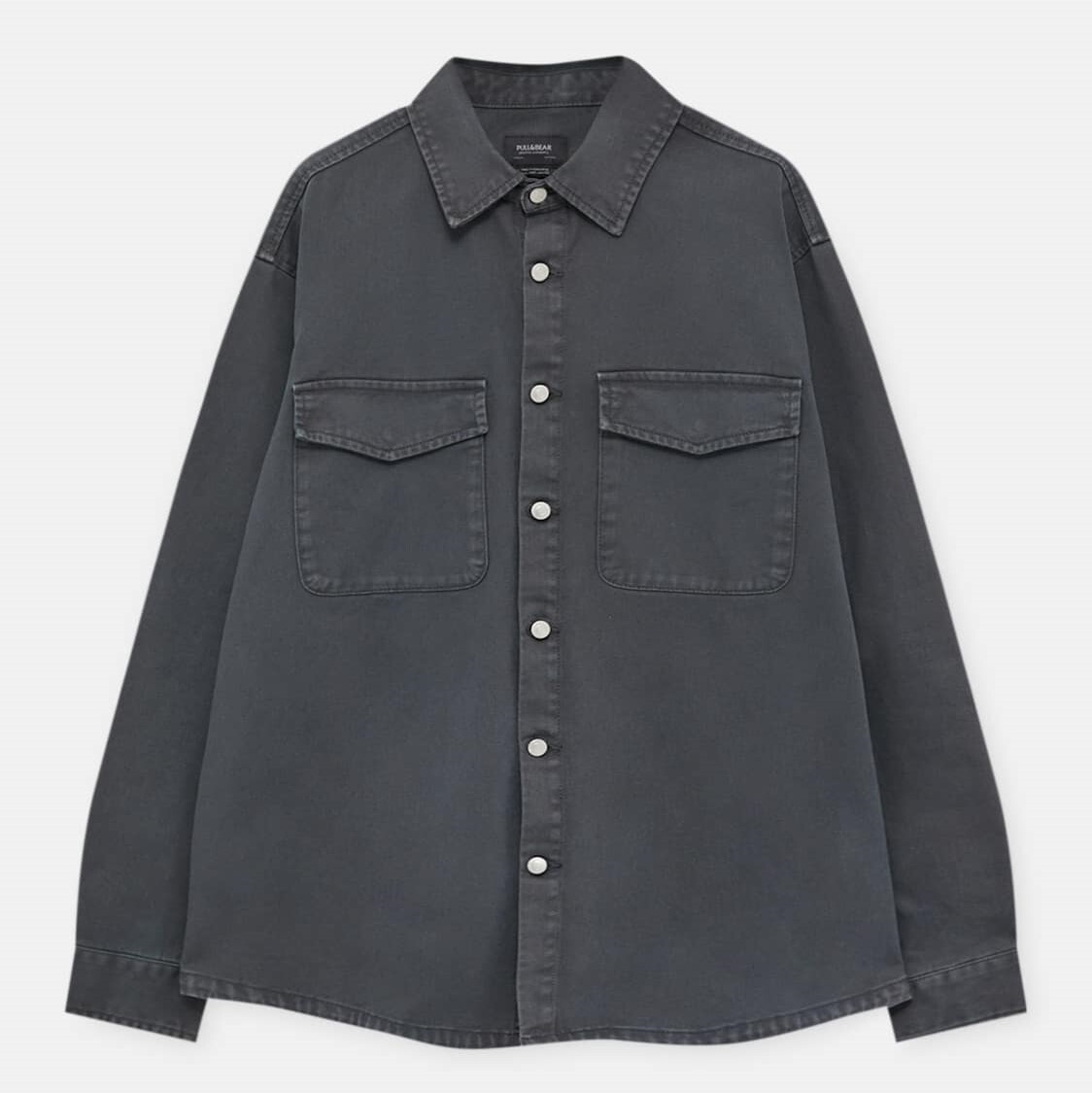 

Джинсовая рубашка Pull&Bear Long Sleeve, темно-серый