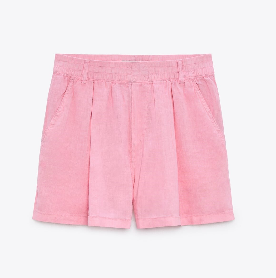 

Шорты Zara Linen Bermuda With Belt Loops, розовый