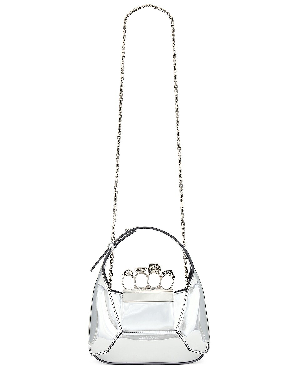 

Мини-сумка Hobo с драгоценными камнями Alexander Mcqueen, серебряный