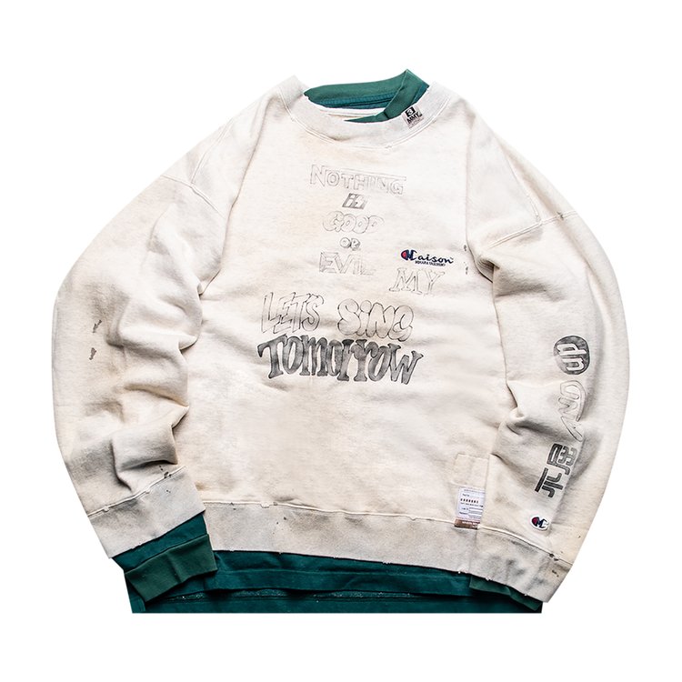 

Пуловер Maison Mihara Yasuhiro Sing Tomorrow Pullover 'White/Green', белый