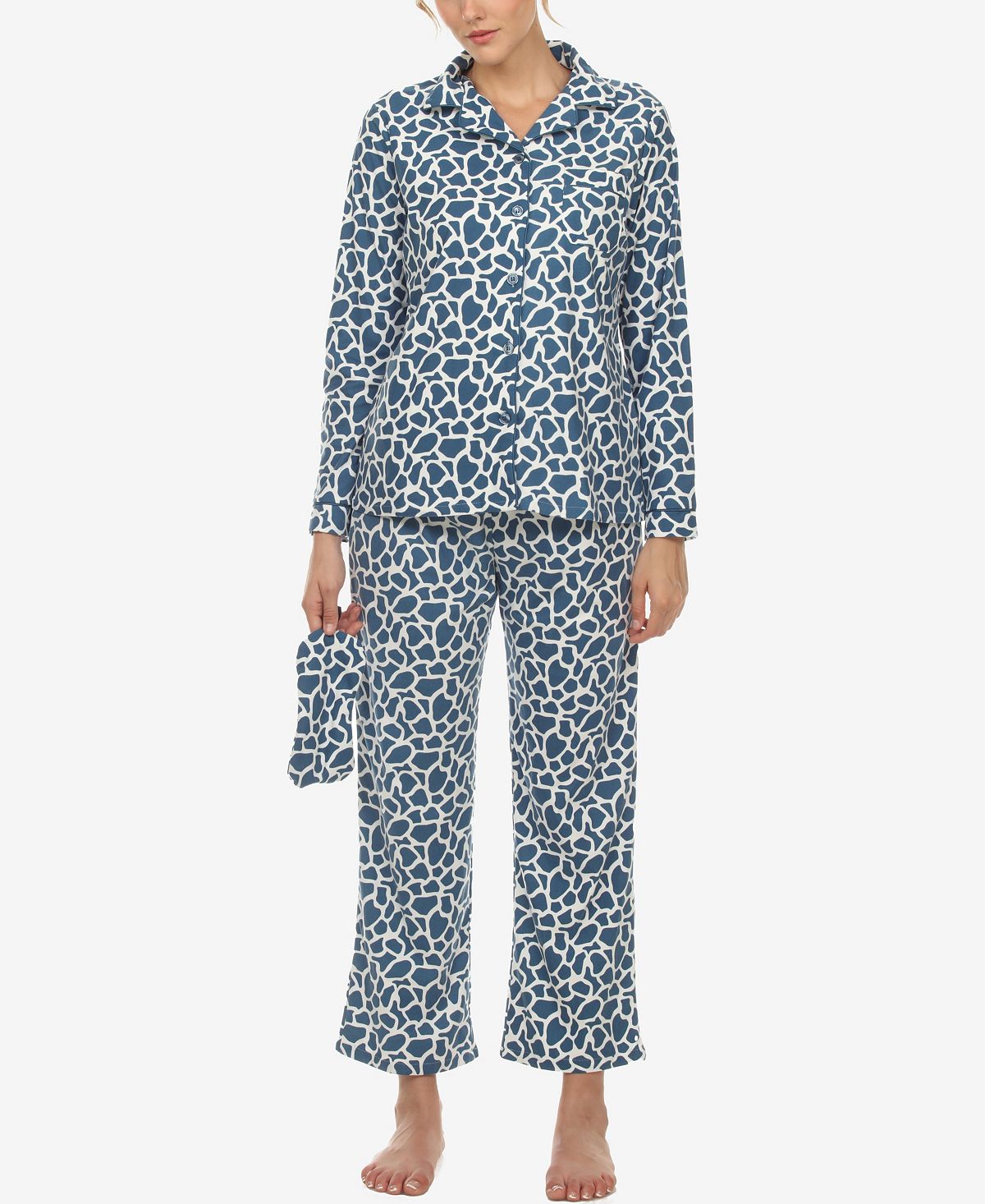 Женский пижамный комплект, 3 предмета White Mark, синий женский пижамный комплект больших размеров 2 предмета white mark красный