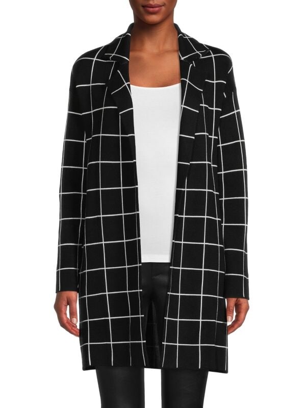 

Кардиган с открытым передом windowpane Saks Fifth Avenue Black white