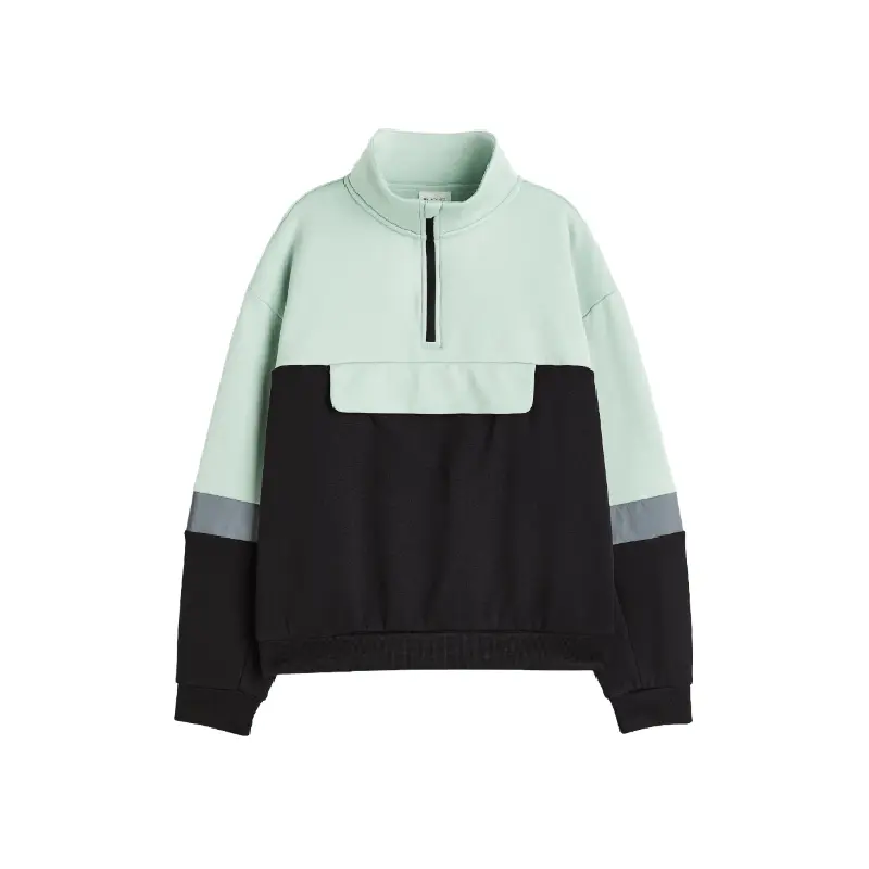 

Толстовка H&M Half-zip Sports Top, мятно-зеленый/черный