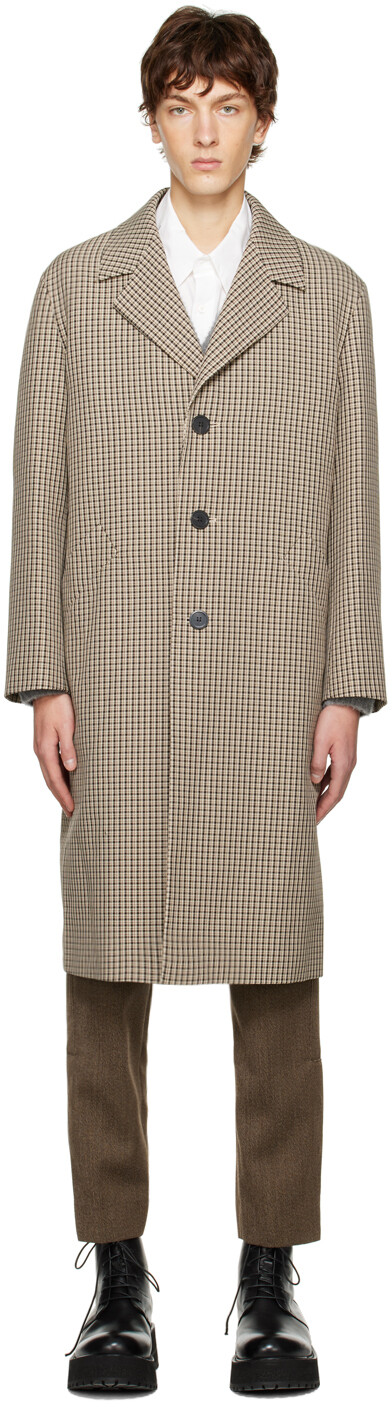 

Бежевое пальто в клетку Solid Homme, Бежевый
