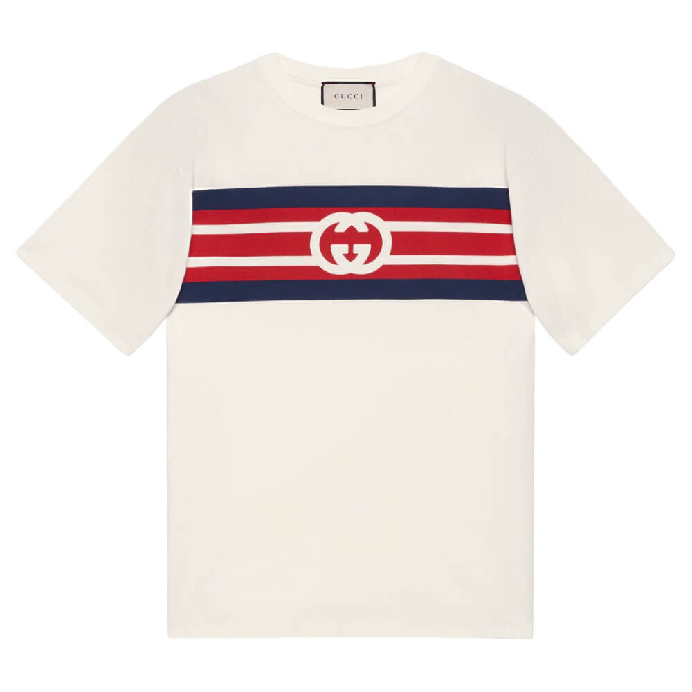 

Футболка Gucci Interlocking G Stripe, белый