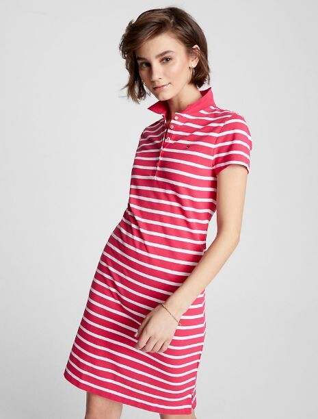

Платье-поло в полоску Tommy Hilfiger Slim Fit Stripe Polo, розовый