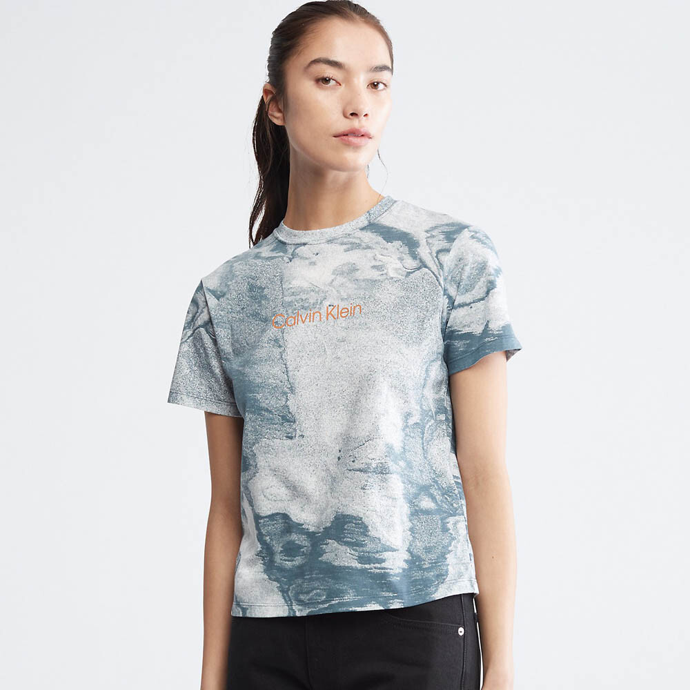 

Футболка Calvin Klein Marble Graphic Crewneck, серо-голубой/белый