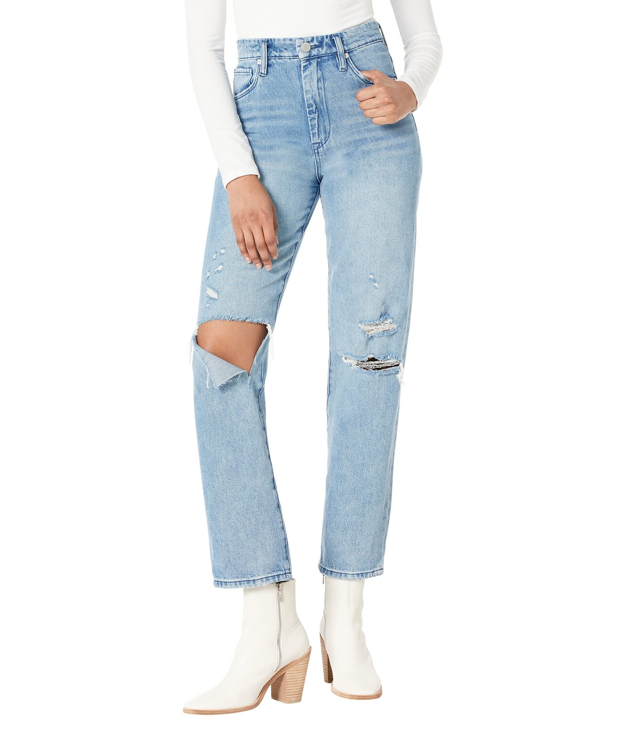 

Джинсы Blank NYC, Howard Loose Fit Distressed High-Rise Jeans in Blue