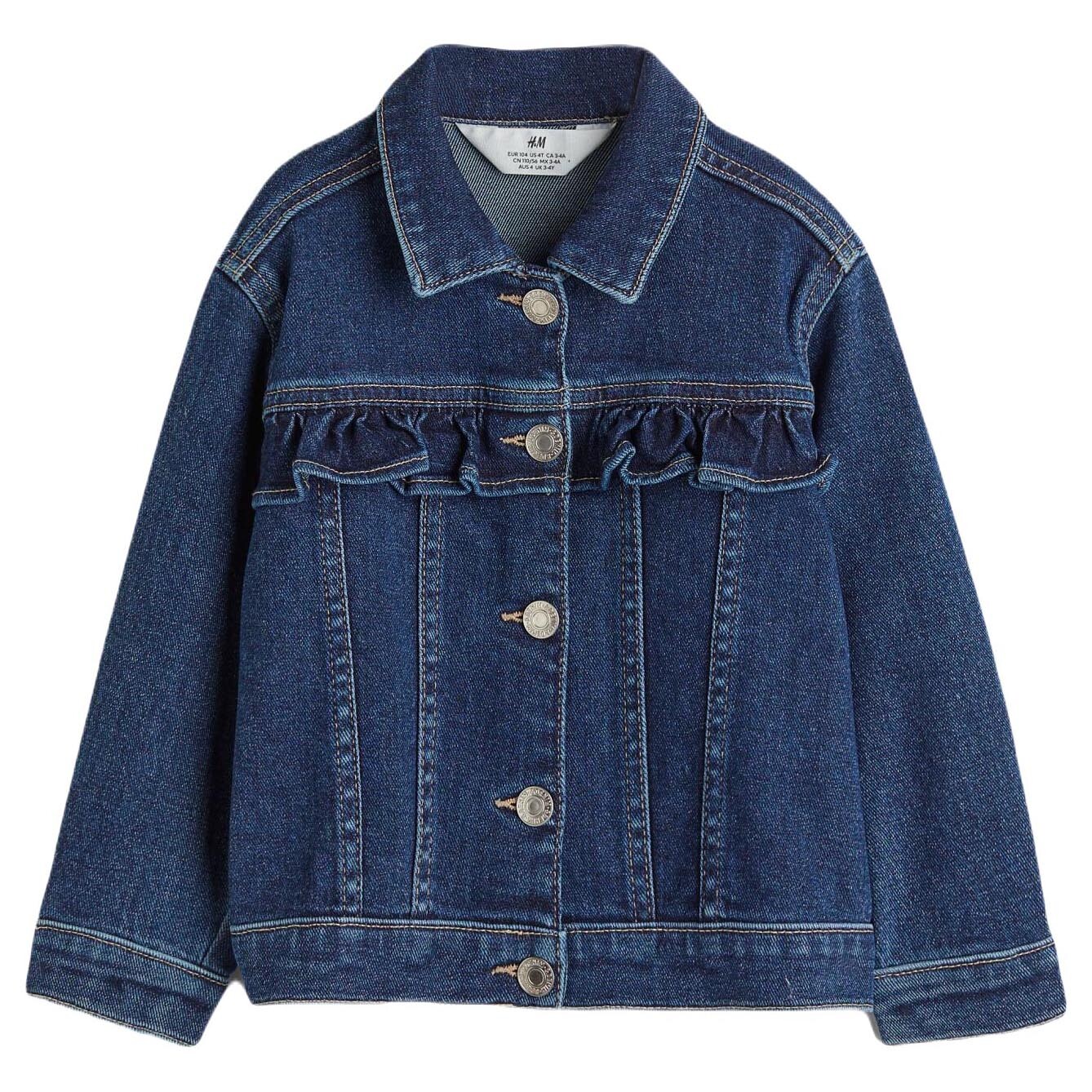 

Джинсовая куртка H&M Oversized Denim Ruffle-trimmed, темно-синий