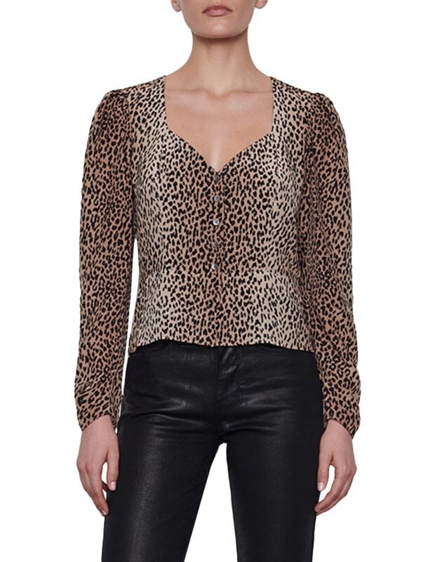 

Шелковая блузка с анималистичным принтом Frame Leopard multi