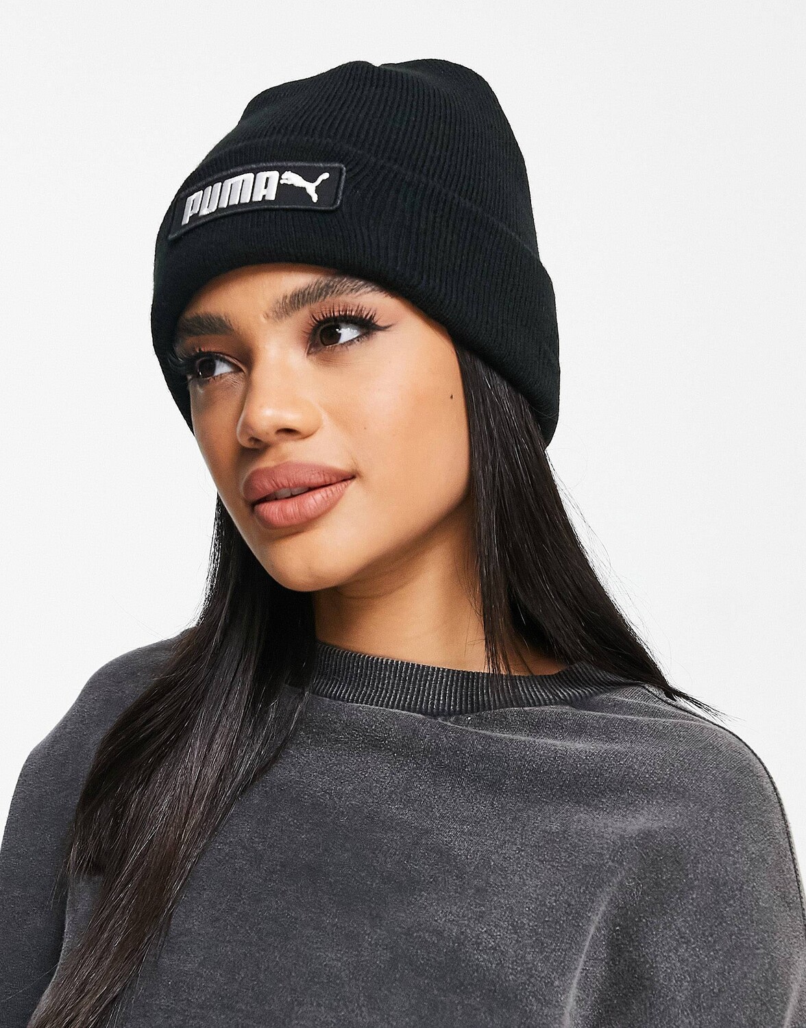 

Черная шапка-бини Puma в рубчик