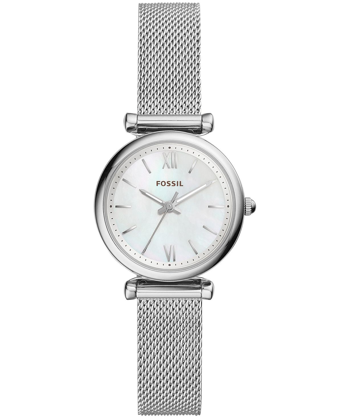 цена Женские мини-часы Carlie из нержавеющей стали с сетчатым браслетом, 28 мм Fossil