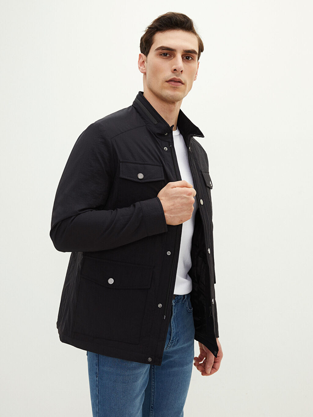 

Мужское пальто Slim Fit с прямым воротником LCW Vision, Черный