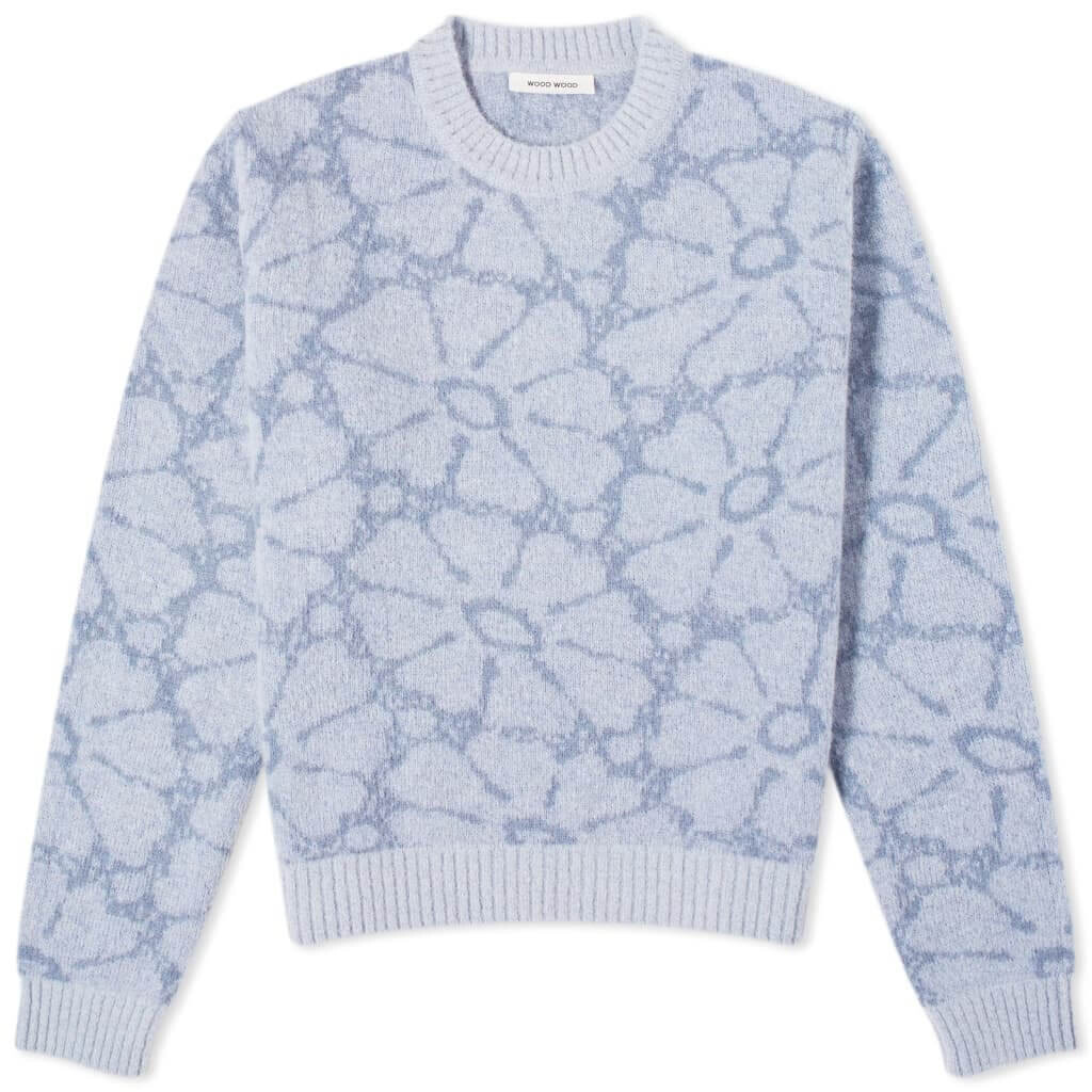 

Джемпер Wood Wood Spencer Crew Knit, голубой, Синий, Джемпер Wood Wood Spencer Crew Knit, голубой
