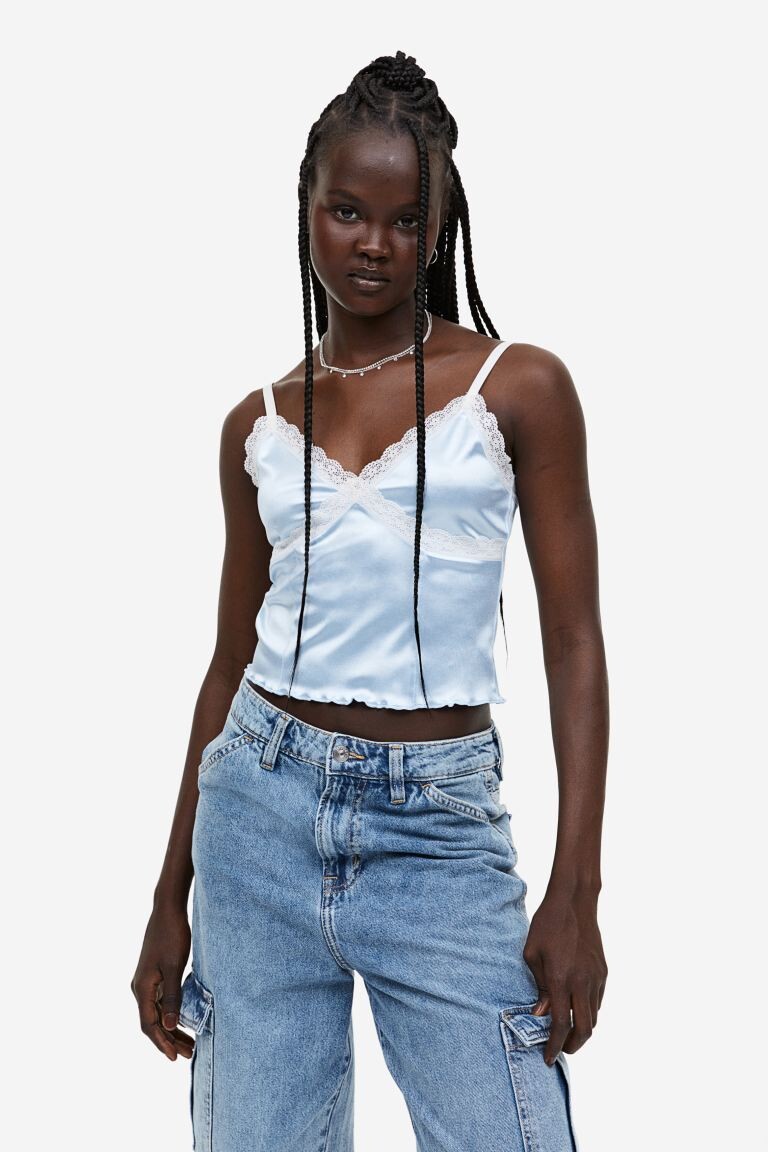 

Топ с кружевной отделкой и ремешками H&M