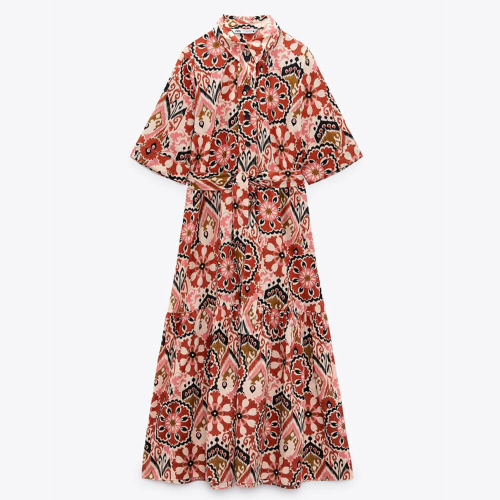 

Платье Zara Printed With Belt, розовый