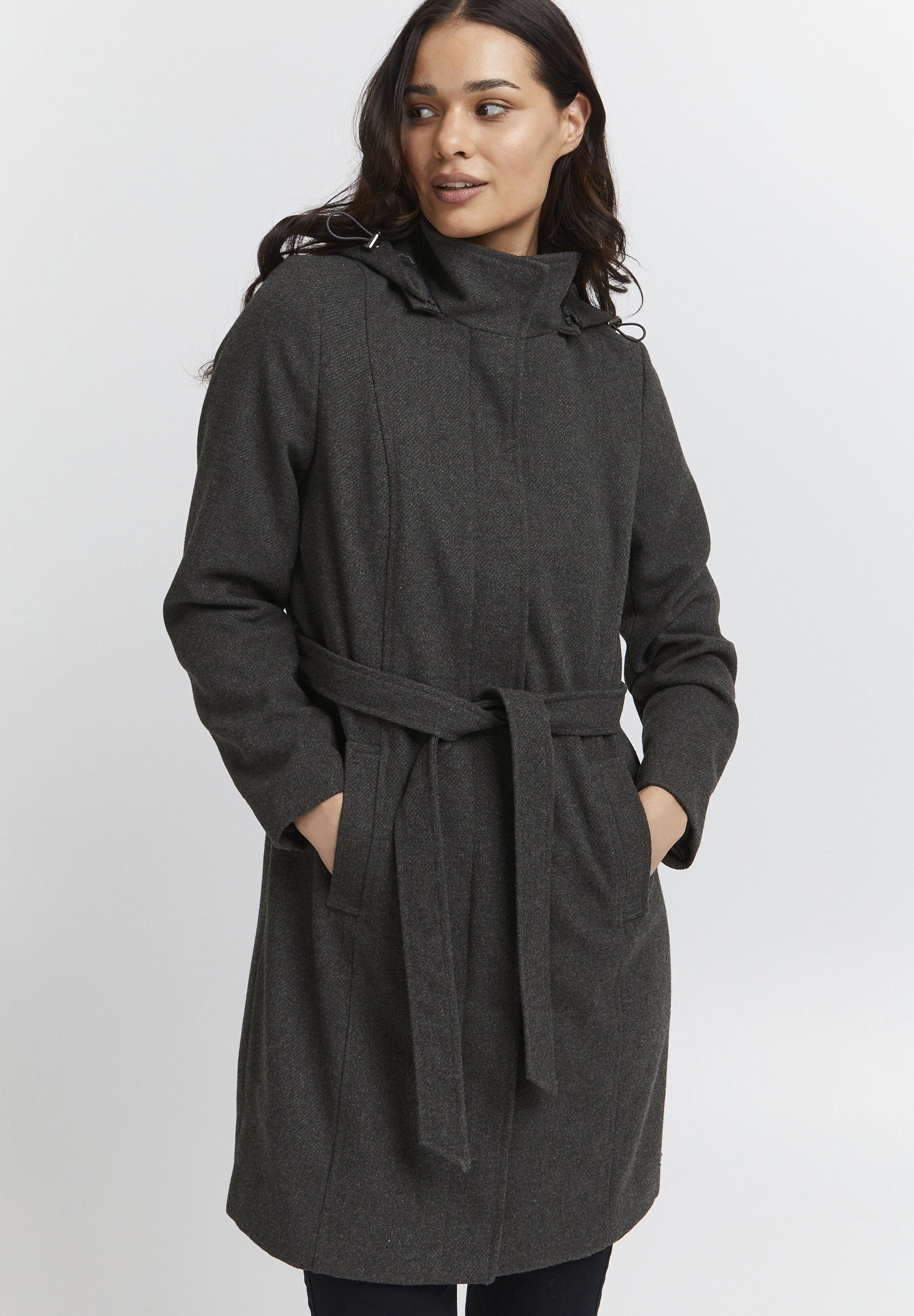Пальто короткое Fransa, темно-серый классическое пальто fransa темно серый меланж