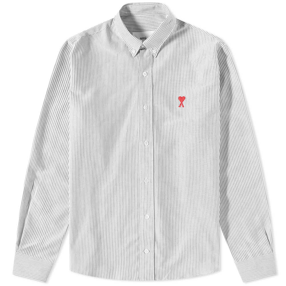 

Рубашка AMI Stripe Logo Button Down Oxford Shirt