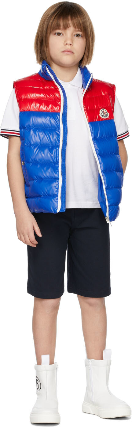 

Детский комплект из бело-темно-синего поло и шорт из пике Moncler Enfant