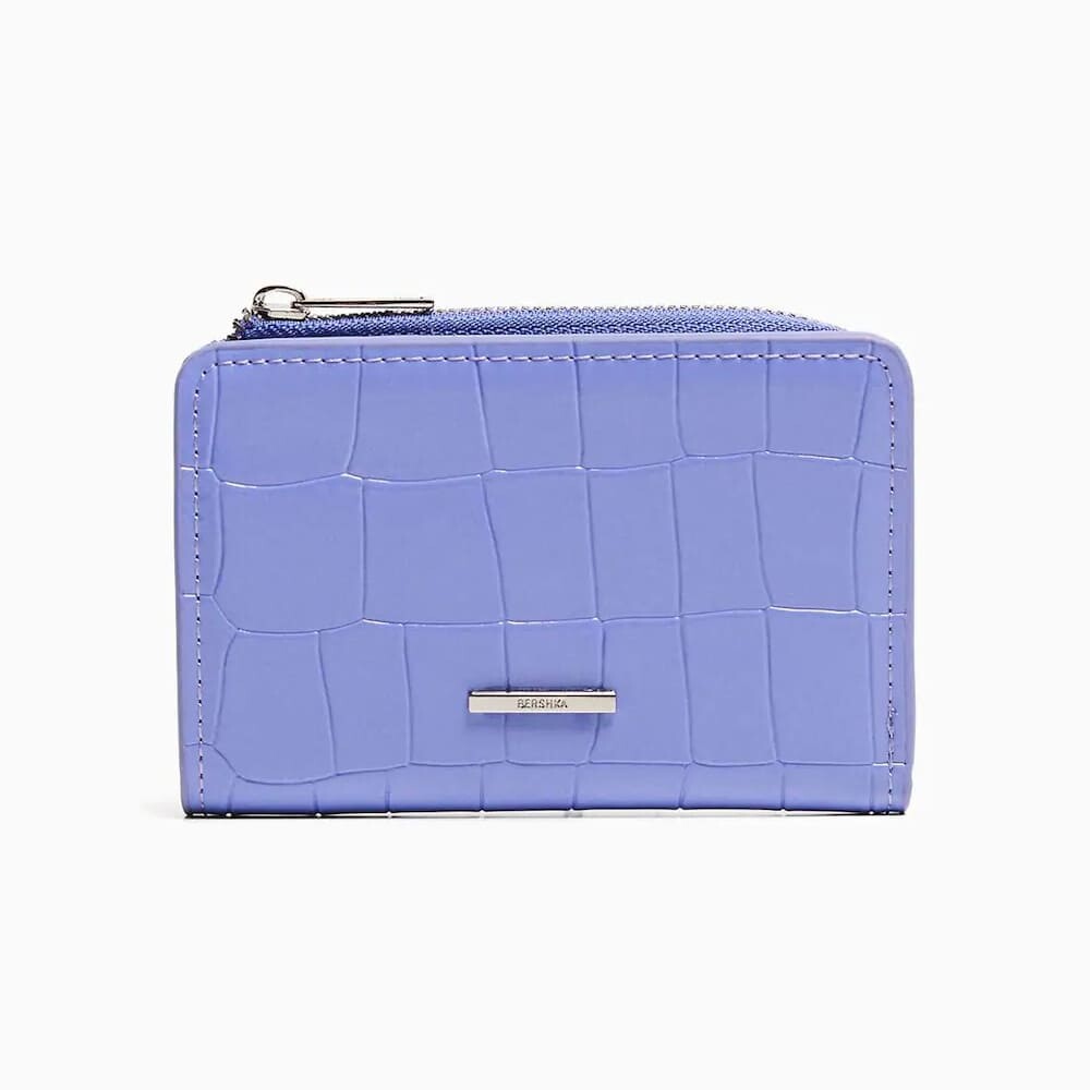

Кошелек Bershka Embossed Faux Patent Animal Print, голубовато-фиолетовый