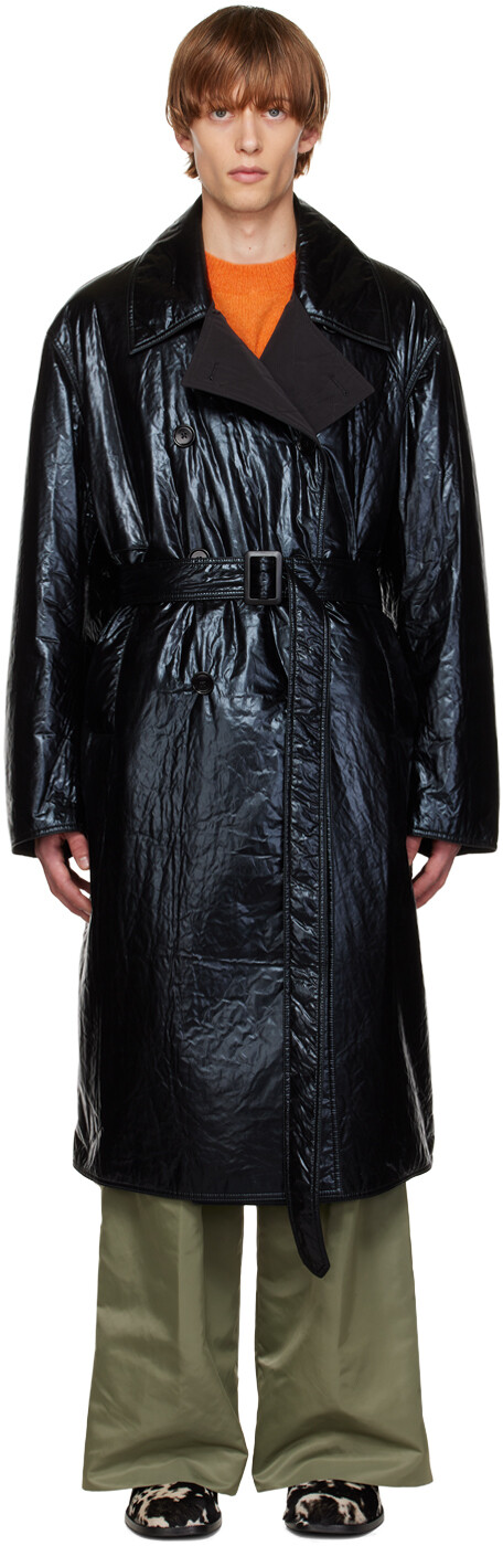 

Черное двубортное двустороннее пальто Dries Van Noten, Черный