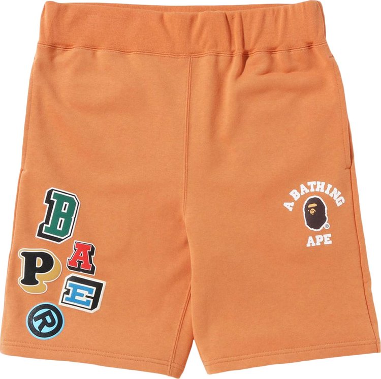 Спортивные шорты BAPE Multi Fonts Sweatshorts 'Orange', оранжевый fonts