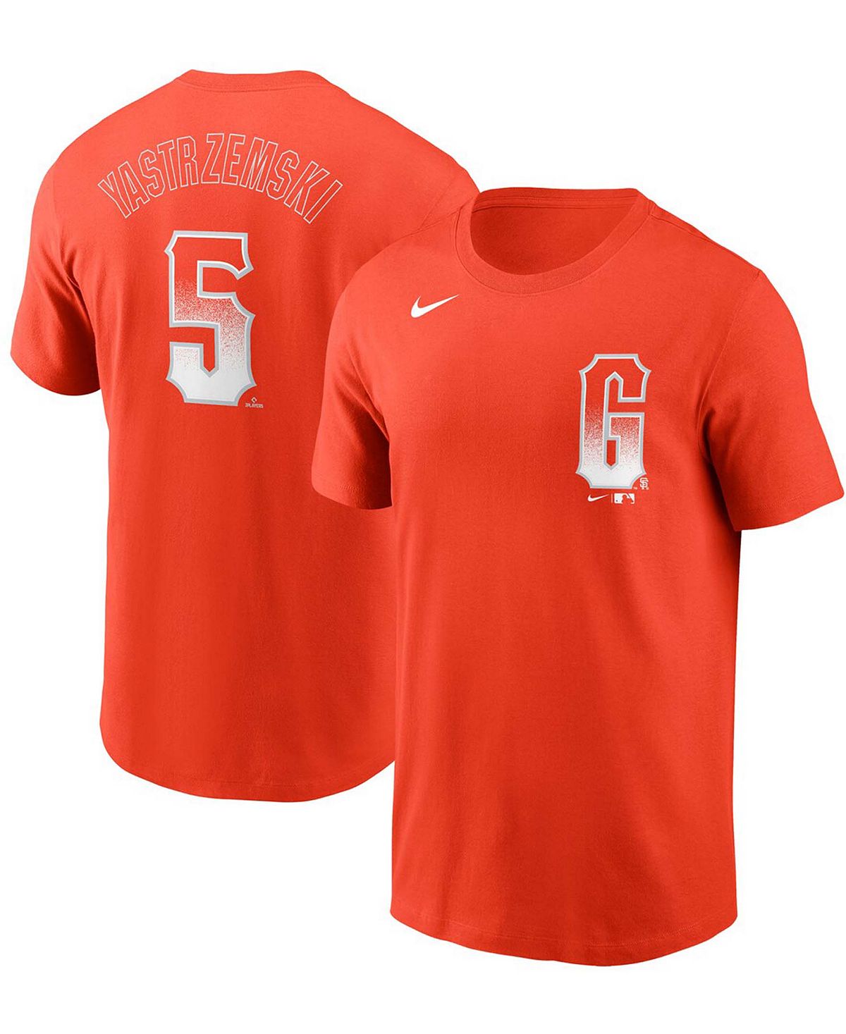 Мужская футболка mike yastrzemski orange san francisco giants 2021 city connect name number Nike